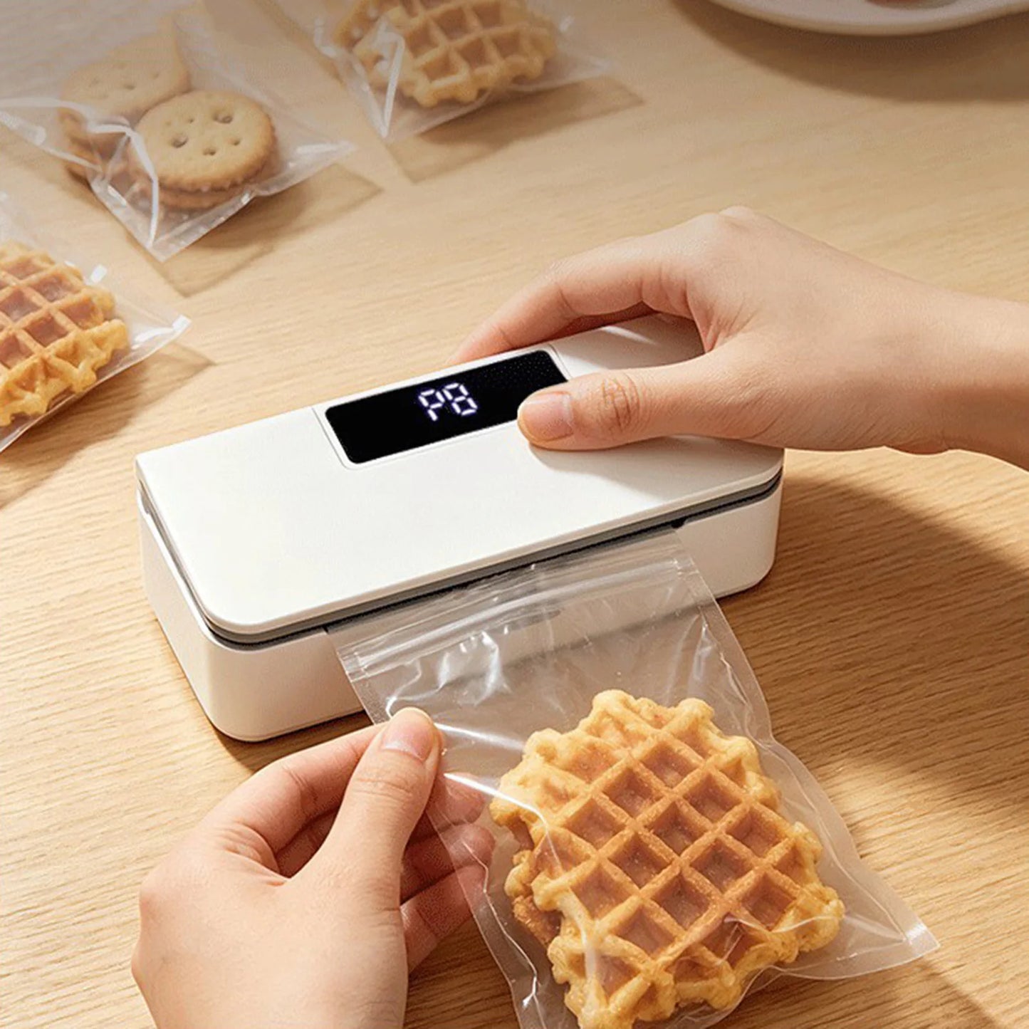 Transform Your Food Storage with the Rechargeable LED Mini Bag Sealer & Cutter - Perfect for Home, Restaurants & Dorms!